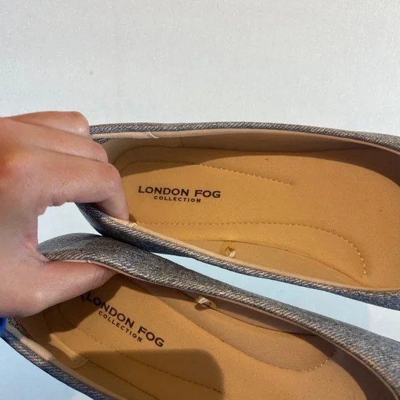London Fog Bixby Blue Denim Buckle Ballet Flats Womens 7.5W Wide Slip On Shoes - Picture 7 of 7